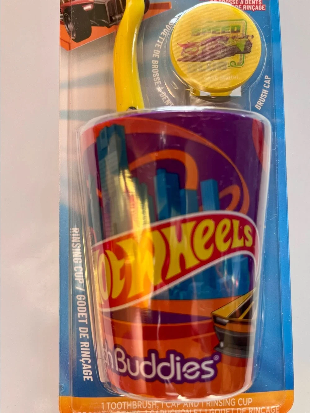 Hot Wheels Brush Buddies Kids Toothbrush Set - Soft Toothbrush, Cap, Cup